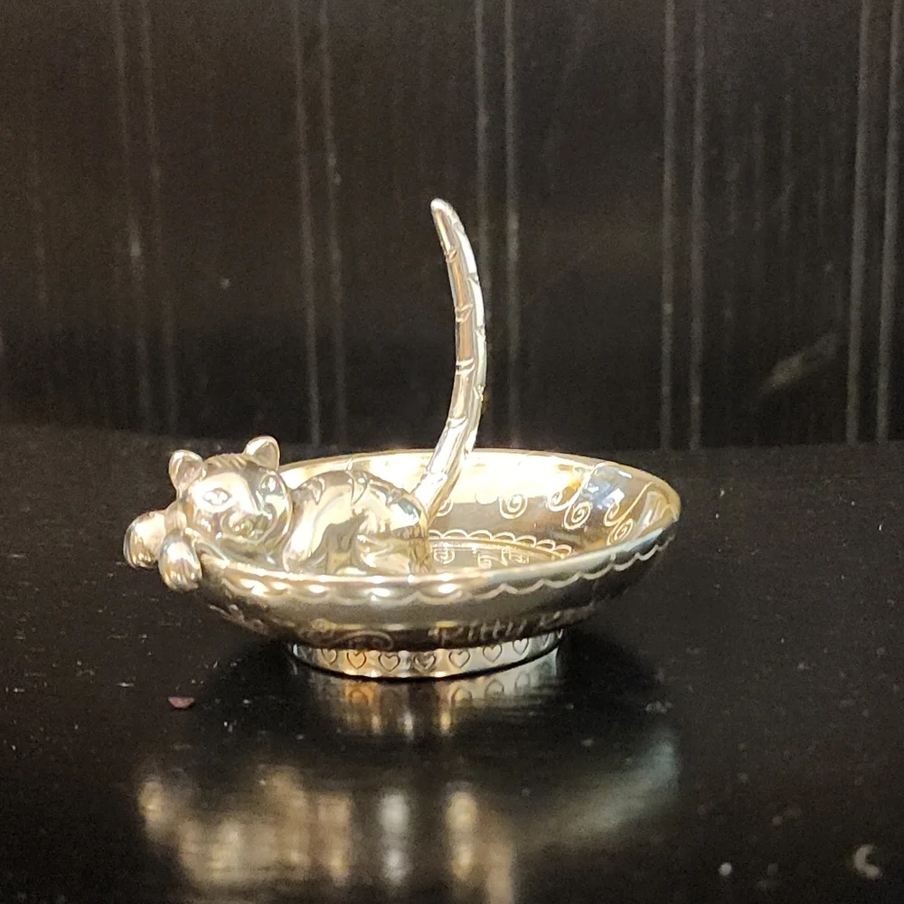 Brighton Silver Plated Kitty Kaddy Cat Trinket Ring Holder Dish